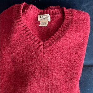 L.L. Bean Men's V-Neck Sweater in Rich Red